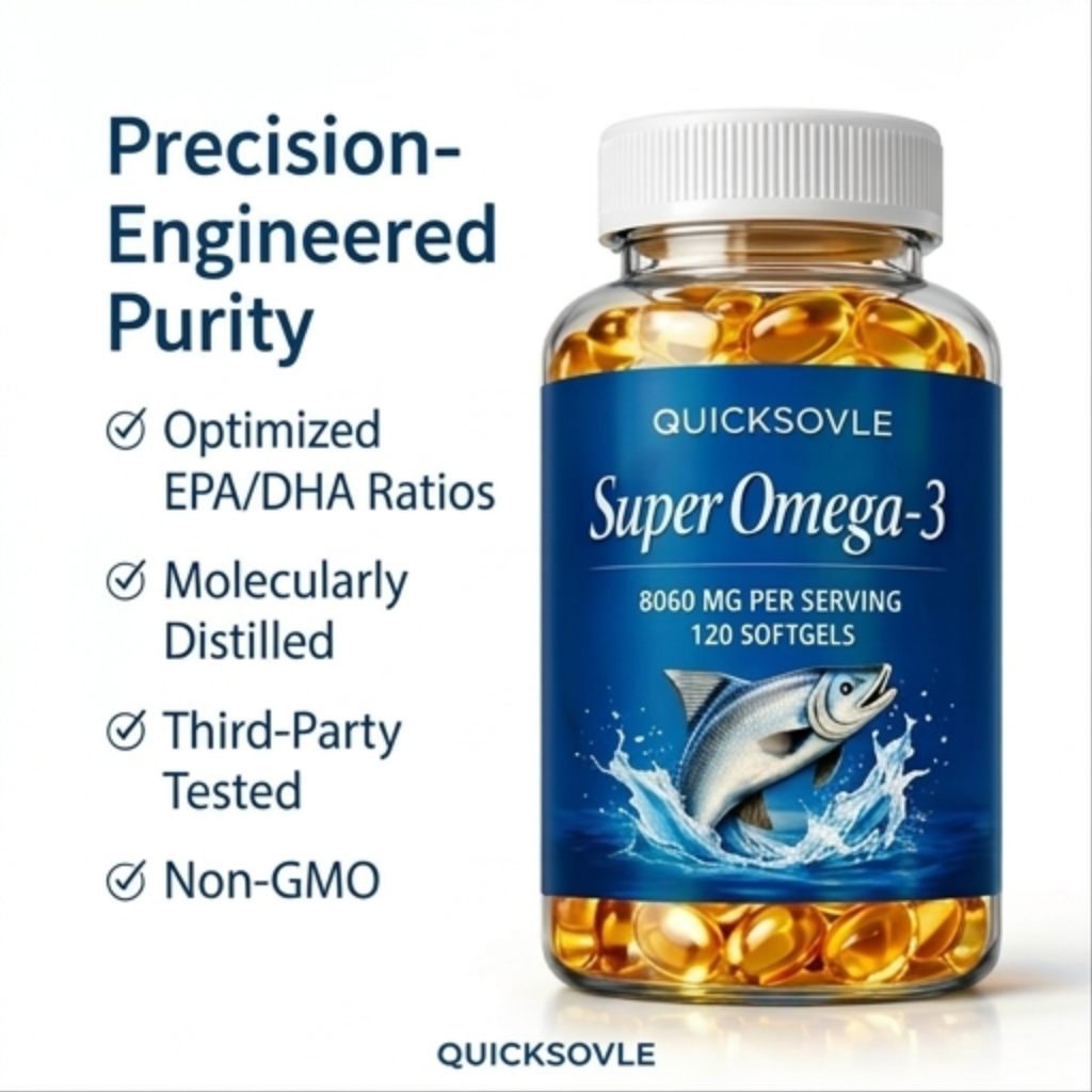 Quicksovle Super Omega-3: High-Velocity Fuel for the Brain, Heart, and Body.